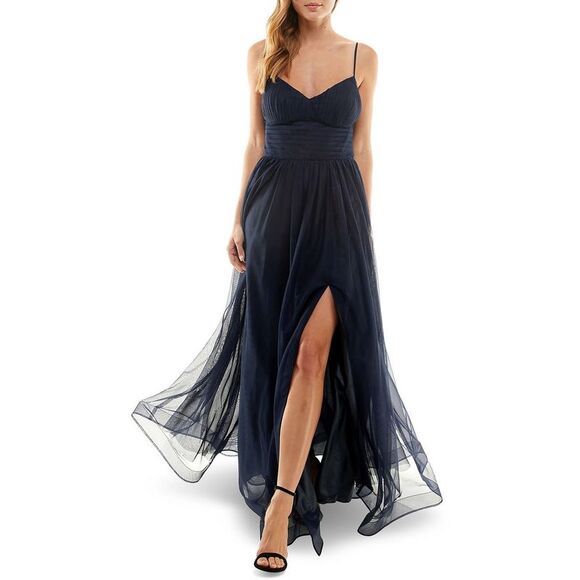 Speechless Dresses & Skirts - Speechless Womens Navy Tulle Long Evening Dress Gown Juniors NWT